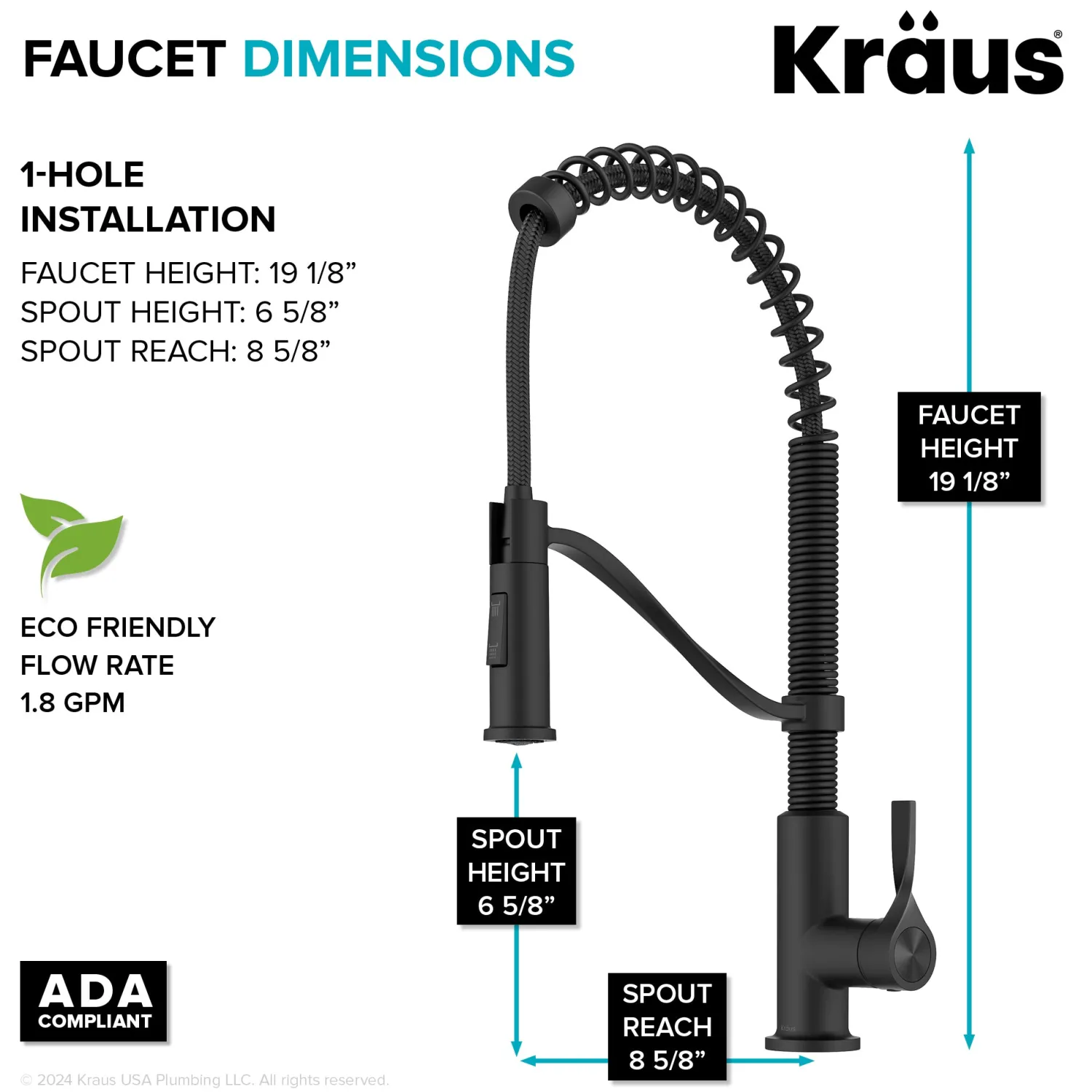 Clearance Torak Single Handle Pull Down Kitchen Faucet in Matte Black Single Hole