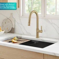Hot Torak Single Handle Pull Down Kitchen Faucet in Brushed Brass Single Hole