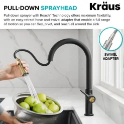 New Torak Single Handle Pull Down Kitchen Faucet in Matte Black Single Hole