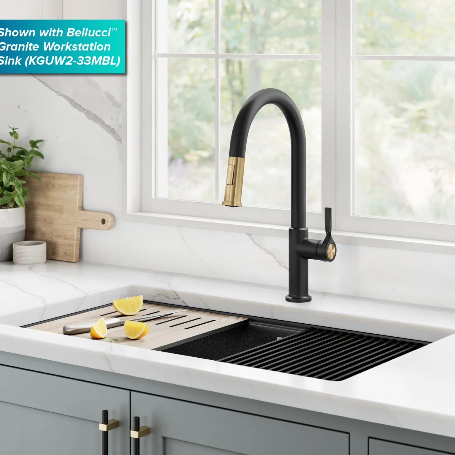 Hot Torak Single Handle Pull Down Kitchen Faucet in Matte Black with Brushed Brass Single Hole