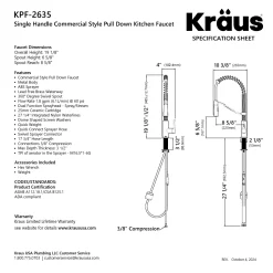 Torak Single Handle Pull Down Kitchen Faucet in Matte Black with Brushed Brass Single Hole