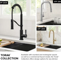 Clearance Torak Single Handle Pull Down Kitchen Faucet in Matte Black with Brushed Brass Single Hole