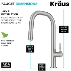 Hot Torak Single Handle Pull Down Kitchen Faucet in Spot-Free Stainless Single Hole