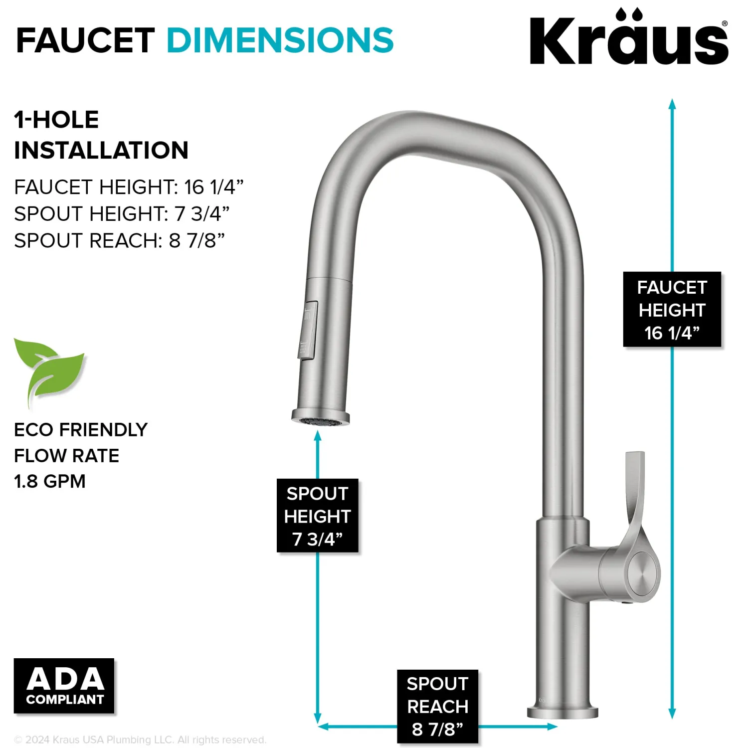 Hot Torak Single Handle Pull Down Kitchen Faucet in Spot-Free Stainless Single Hole