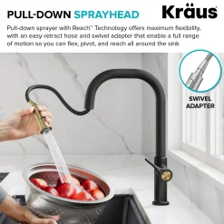 Discount Torak Single Handle Pull Down Kitchen Faucet in Matte Black Single Hole