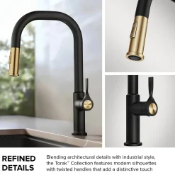 Discount Torak Single Handle Pull Down Kitchen Faucet in Matte Black Single Hole