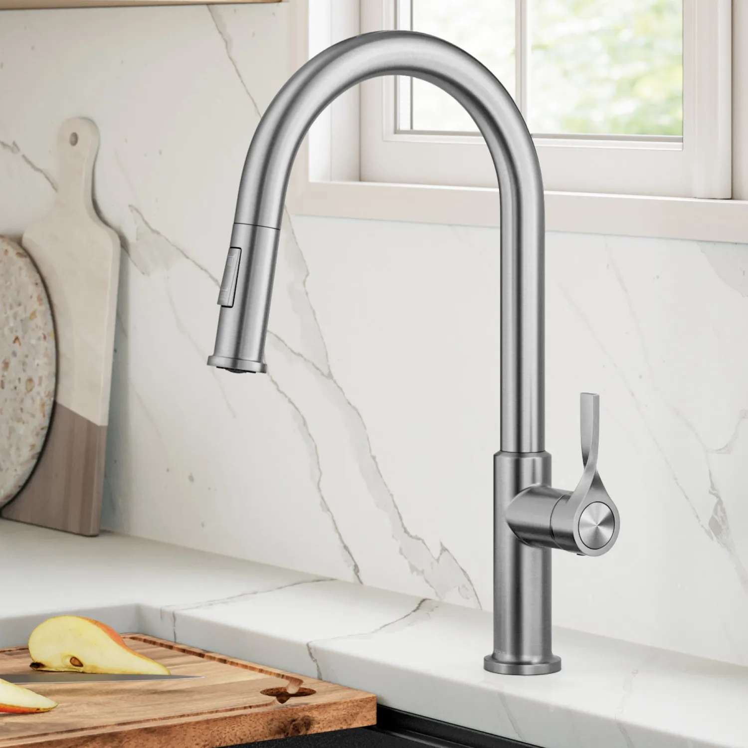 Online Torak Single Handle Pull Down Kitchen Faucet in Spot-Free Stainless Single Hole