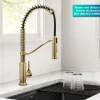 Discount Torak Single Handle Pull Down Kitchen Faucet in Brushed Brass Single Hole