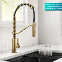 Discount Torak Single Handle Pull Down Kitchen Faucet in Brushed Brass Single Hole