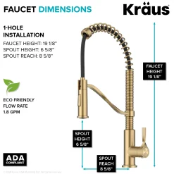 Discount Torak Single Handle Pull Down Kitchen Faucet in Brushed Brass Single Hole