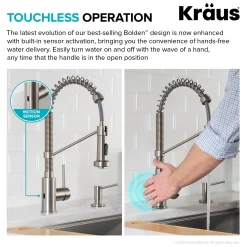 Sale Touchless Pull-Down Single Handle 18-Inch Kitchen Faucet in Spot Free Stainless Steel Touchless, Sensor And Tap Activated Kitchen Faucets|Single Hole