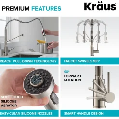 Sale Touchless Pull-Down Single Handle 18-Inch Kitchen Faucet in Spot Free Stainless Steel Touchless, Sensor And Tap Activated Kitchen Faucets|Single Hole