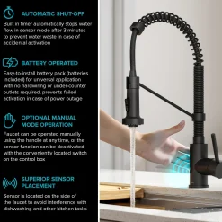 Sale Touchless Pull-Down Single Handle 18-Inch Kitchen Faucet in Matte Black Touchless, Sensor And Tap Activated Kitchen Faucets|Single Hole