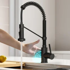 Sale Touchless Pull-Down Single Handle 18-Inch Kitchen Faucet in Matte Black Touchless, Sensor And Tap Activated Kitchen Faucets|Single Hole