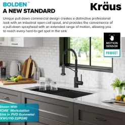 Sale Touchless Pull-Down Single Handle 18-Inch Kitchen Faucet in Matte Black Touchless, Sensor And Tap Activated Kitchen Faucets|Single Hole