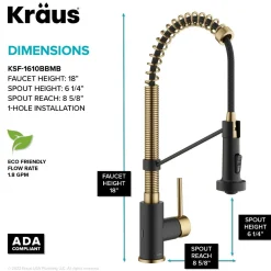Clearance Touchless Pull-Down Single Handle 18-Inch Kitchen Faucet in Brushed Brass & Matte Black Touchless, Sensor And Tap Activated Kitchen Faucets|Single Hole