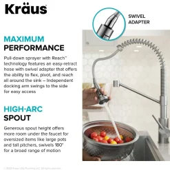 Online Touchless Pull-Down Single Handle 18-Inch Kitchen Faucet in Spot-Free Stainless & Matte Black Touchless, Sensor And Tap Activated Kitchen Faucets|Single Hole