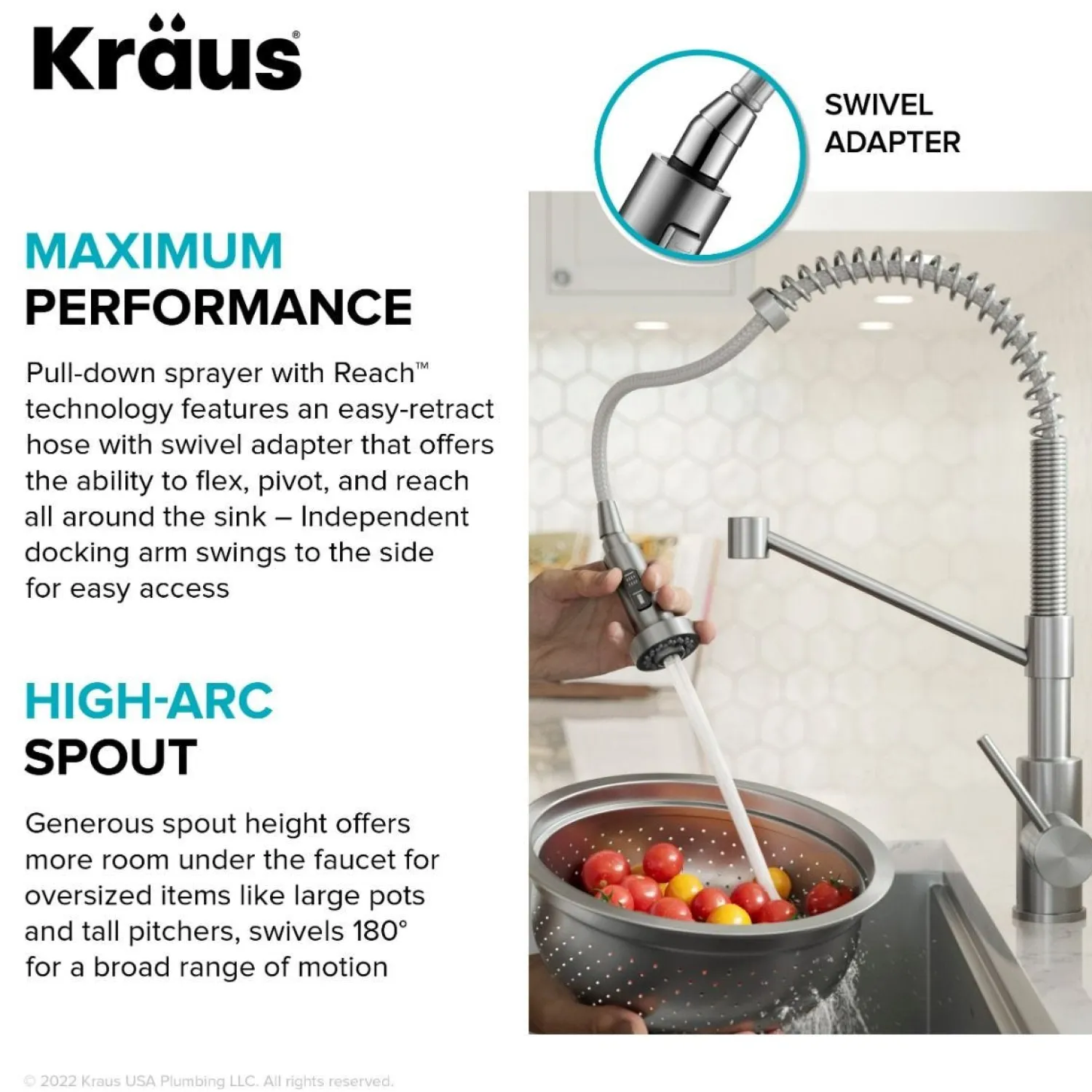 Online Touchless Pull-Down Single Handle 18-Inch Kitchen Faucet in Spot-Free Stainless & Matte Black Touchless, Sensor And Tap Activated Kitchen Faucets|Single Hole