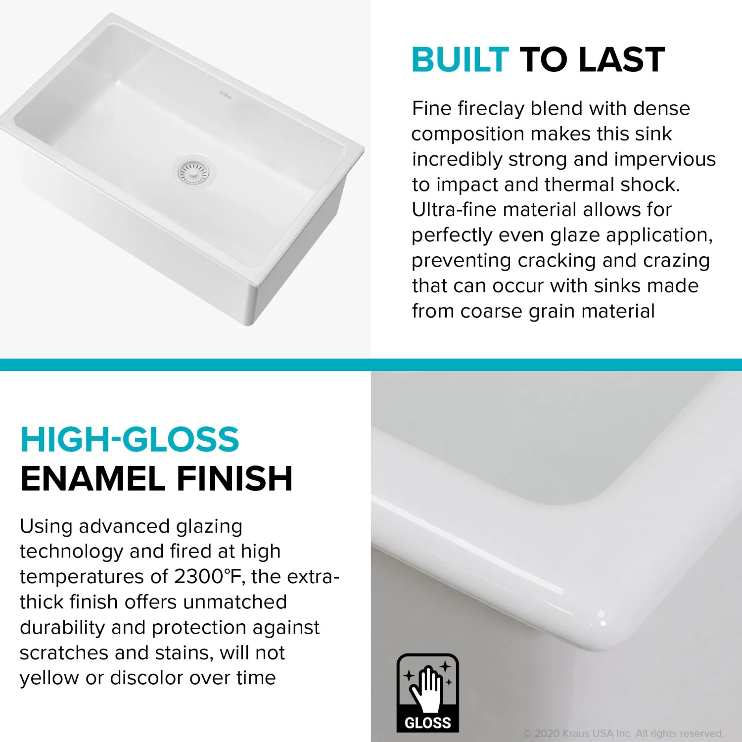Clearance Turino 30" Drop-In or Undermount Fireclay Kitchen Sink with Thick Mounting Deck in Gloss White Drop-In / Top Mount Sinks|Single Bowl Sinks
