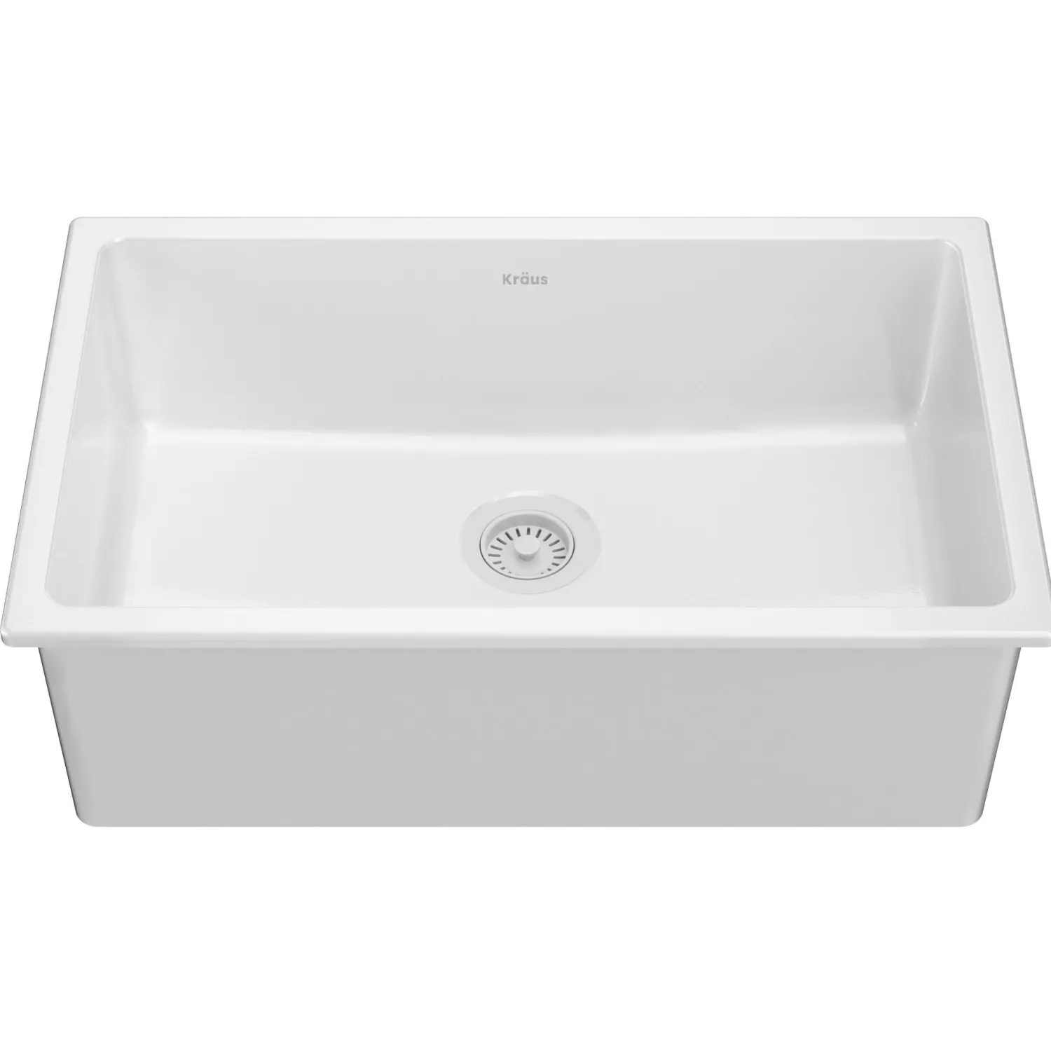 Clearance Turino 30" Drop-In or Undermount Fireclay Kitchen Sink with Thick Mounting Deck in Gloss White Drop-In / Top Mount Sinks|Single Bowl Sinks