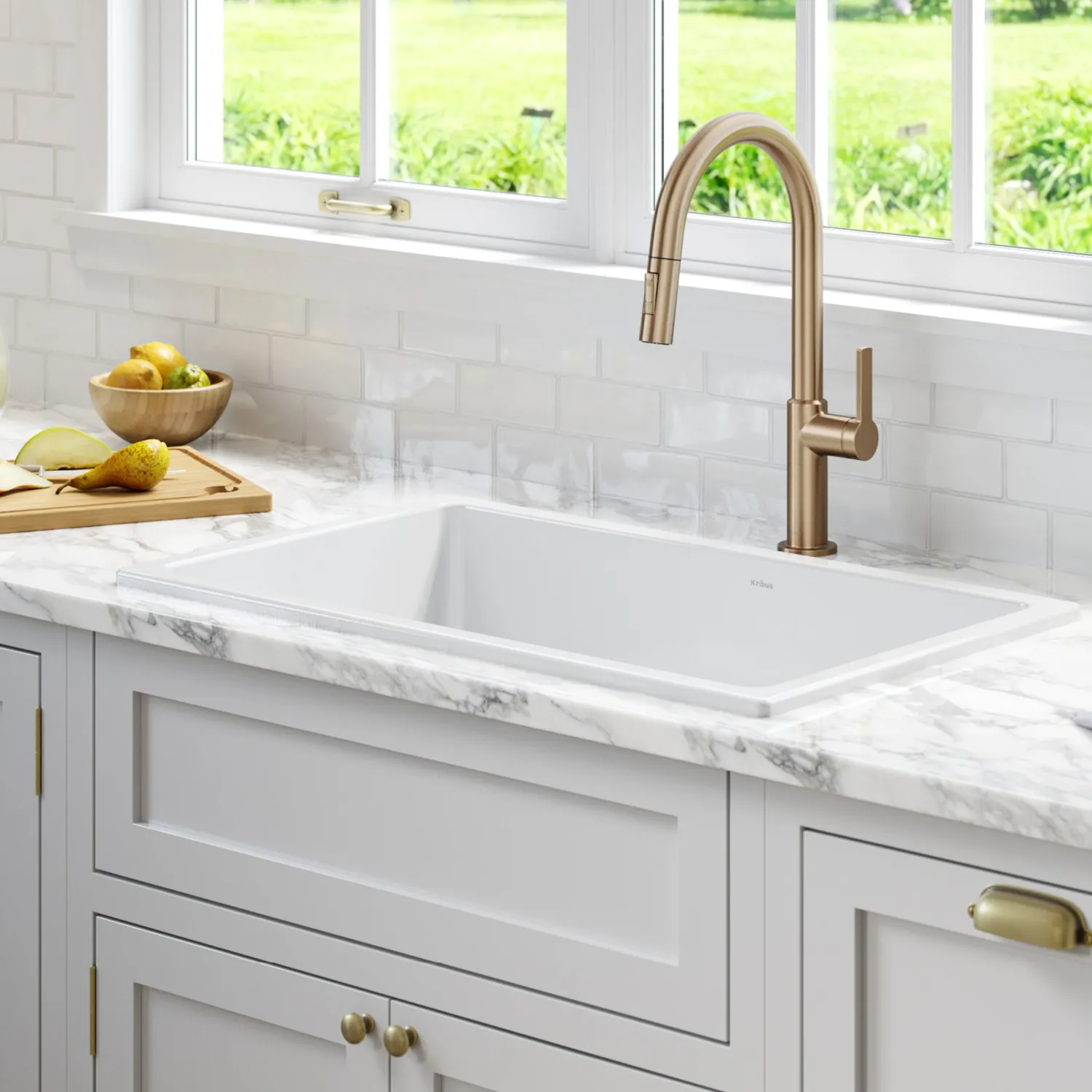 Clearance Turino 30" Drop-In or Undermount Fireclay Kitchen Sink with Thick Mounting Deck in Gloss White Drop-In / Top Mount Sinks|Single Bowl Sinks