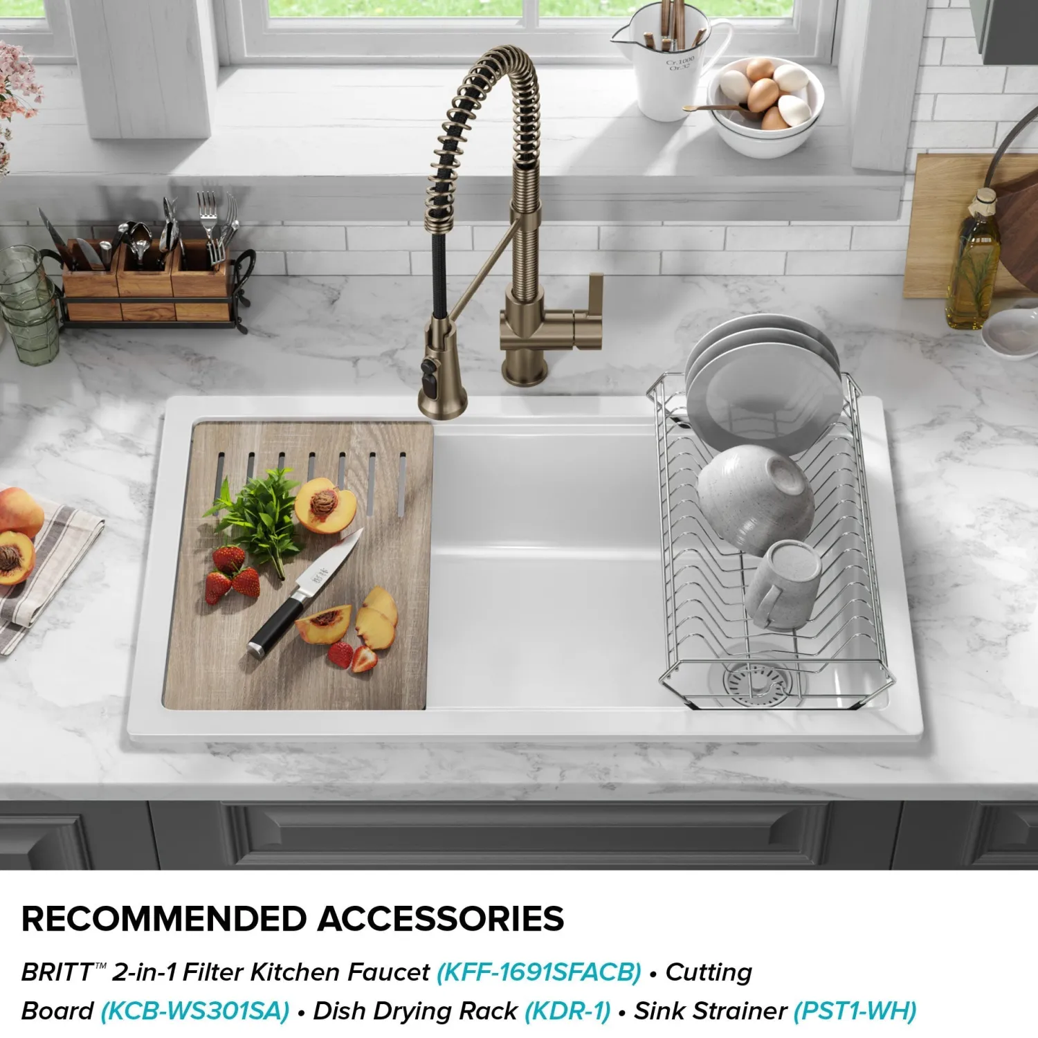 Hot Turino 33" Drop-In or Undermount Fireclay Workstation Kitchen Sink in Gloss White Drop-In / Top Mount Sinks|Single Bowl Sinks