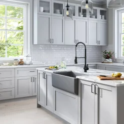 Online Turino 33" Reversible Apron Front Fireclay Kitchen Sink in Matte Grey Single Bowl Sinks|Apron Front / Farmhouse Sinks