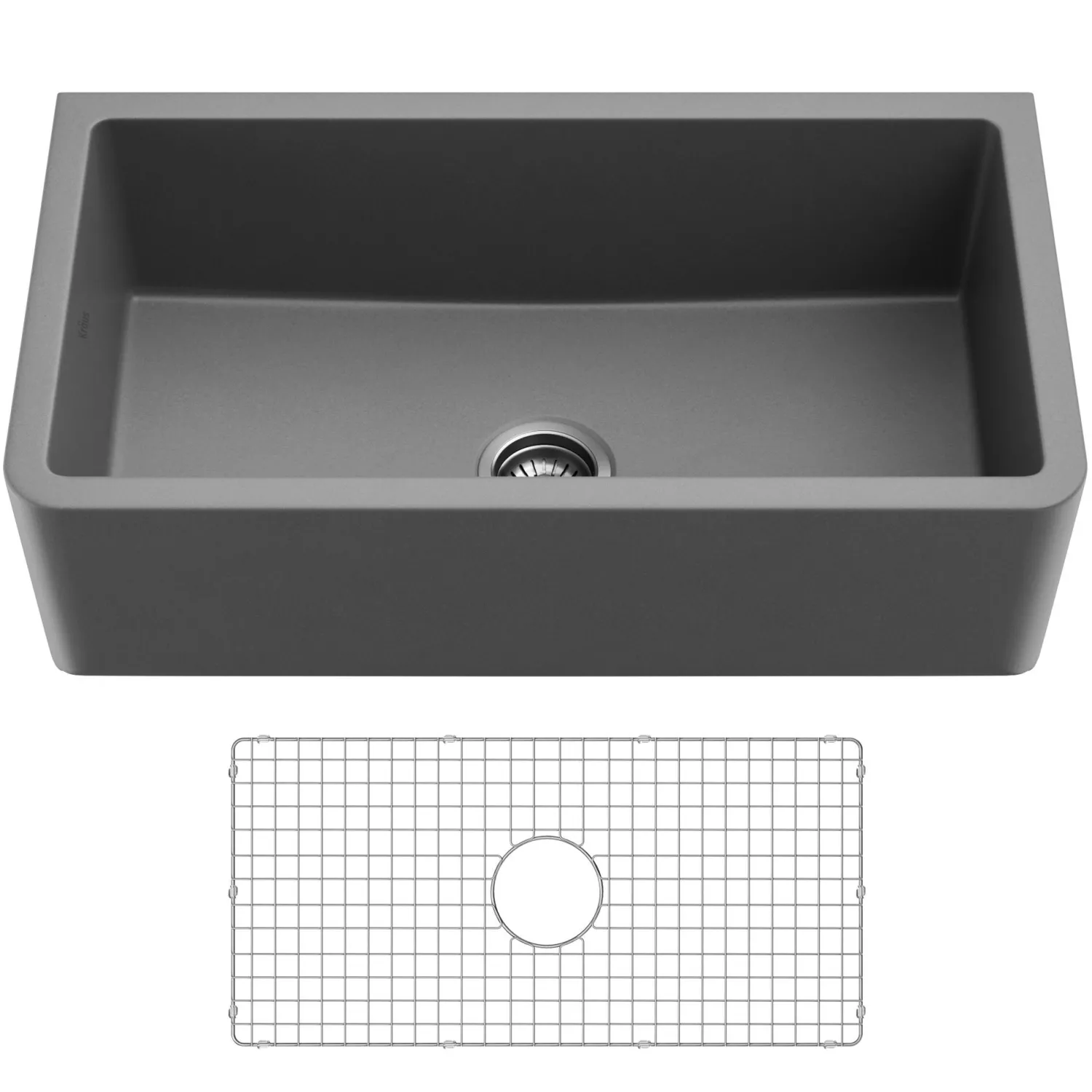 Online Turino 33" Reversible Apron Front Fireclay Kitchen Sink in Matte Grey Single Bowl Sinks|Apron Front / Farmhouse Sinks
