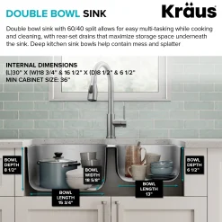 Hot 32" Undermount 60/40 Double Bowl Stainless Steel Kitchen Sink Stainless Steel Sinks|Double Bowl Sinks