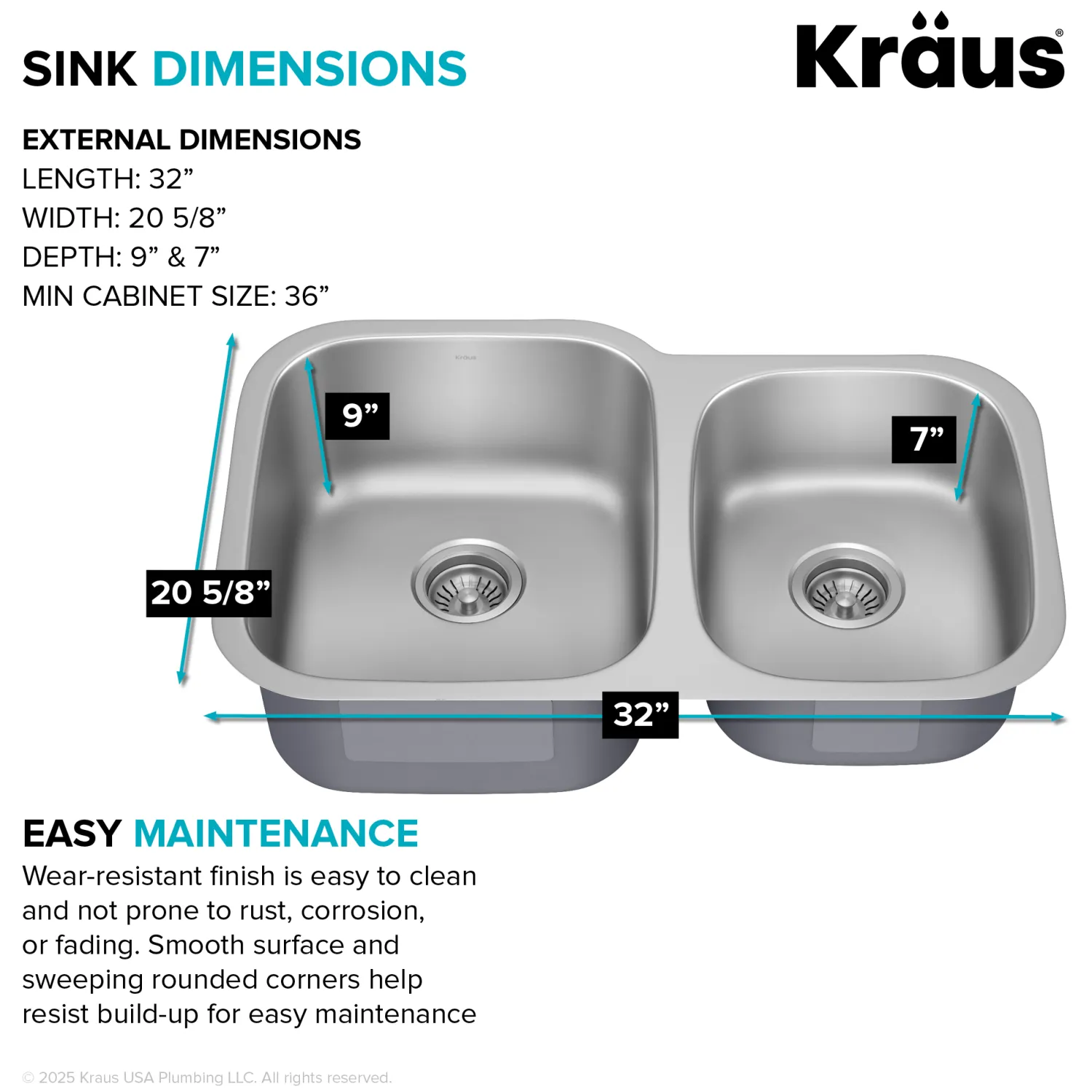 Hot 32" Undermount 60/40 Double Bowl Stainless Steel Kitchen Sink Stainless Steel Sinks|Double Bowl Sinks