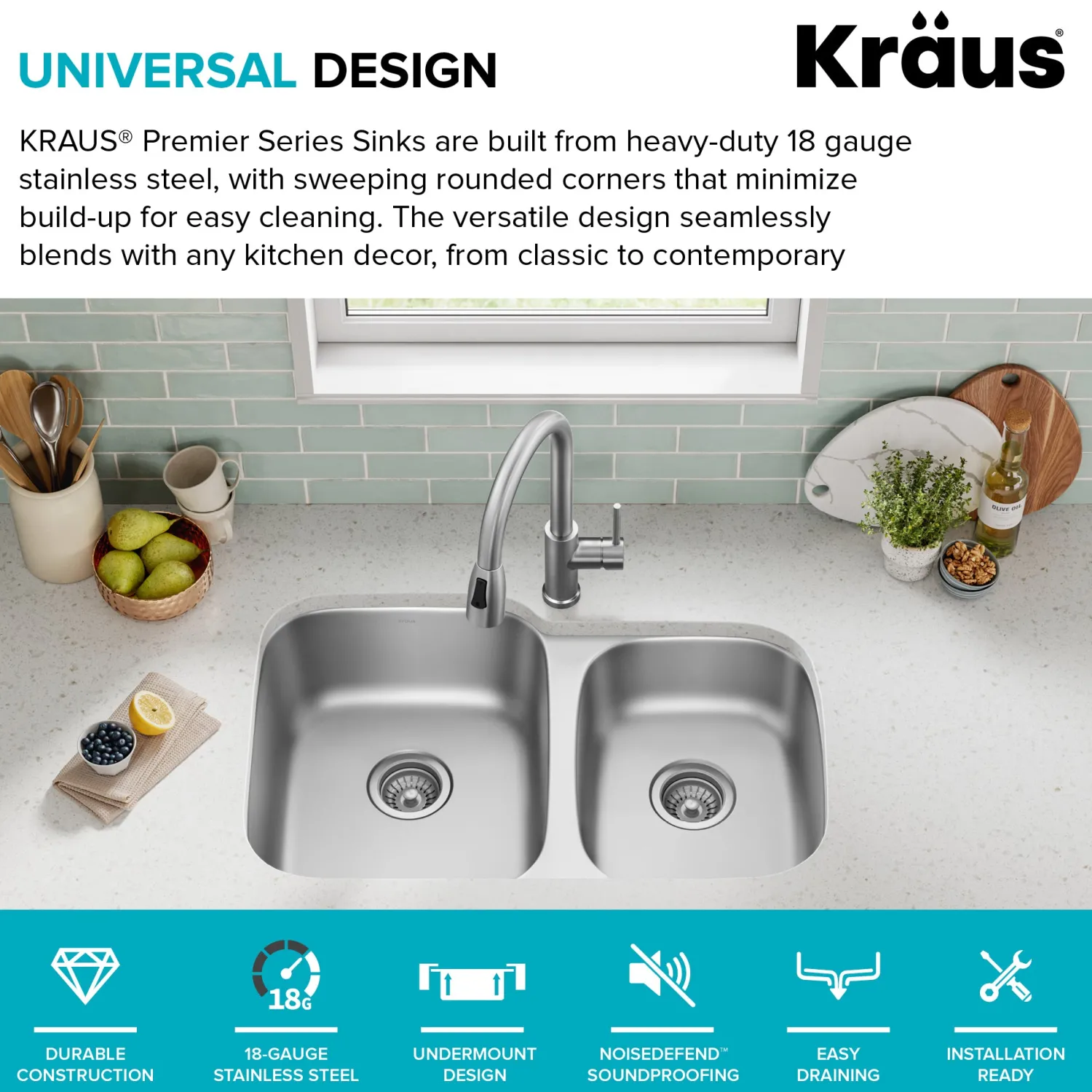 Hot 32" Undermount 60/40 Double Bowl Stainless Steel Kitchen Sink Stainless Steel Sinks|Double Bowl Sinks