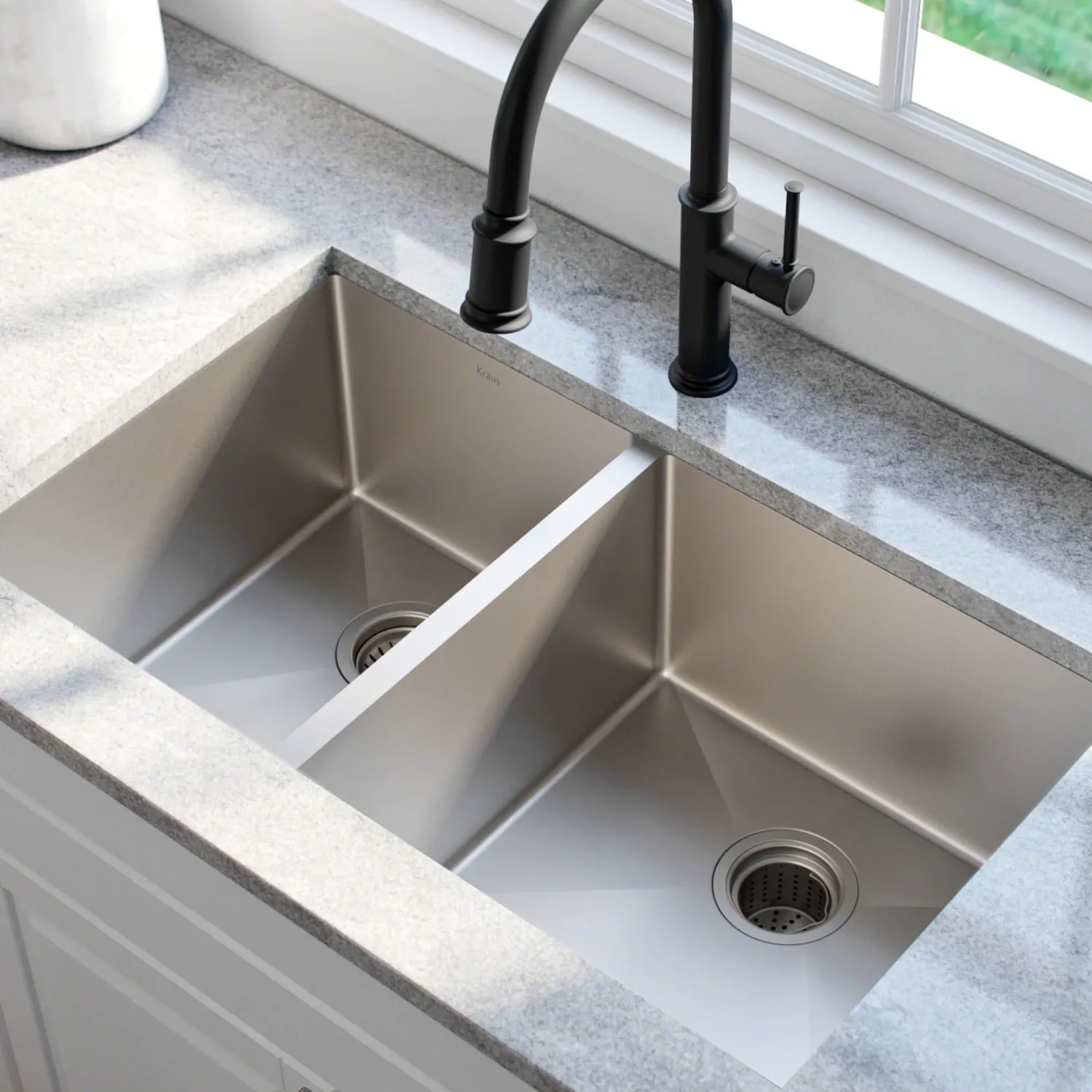 Hot 33" Undermount 40/60 Double Bowl 16 Gauge Stainless Steel Kitchen Sink with NoiseDefend Soundproofing Stainless Steel Sinks|Double Bowl Sinks
