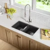 33" Undermount 50/50 Double Bowl Black Onyx Granite Kitchen Sink Double Bowl Sinks|Undermount Sinks