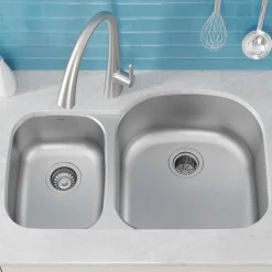 New 32" Undermount 40/60 Double Bowl 16 Gauge Stainless Steel Kitchen Sink with NoiseDefend Soundproofing Stainless Steel Sinks|Double Bowl Sinks