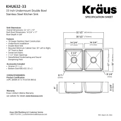 Best 33” Undermount Double Bowl Stainless Steel Kitchen Sink Double Bowl Sinks|Undermount Sinks