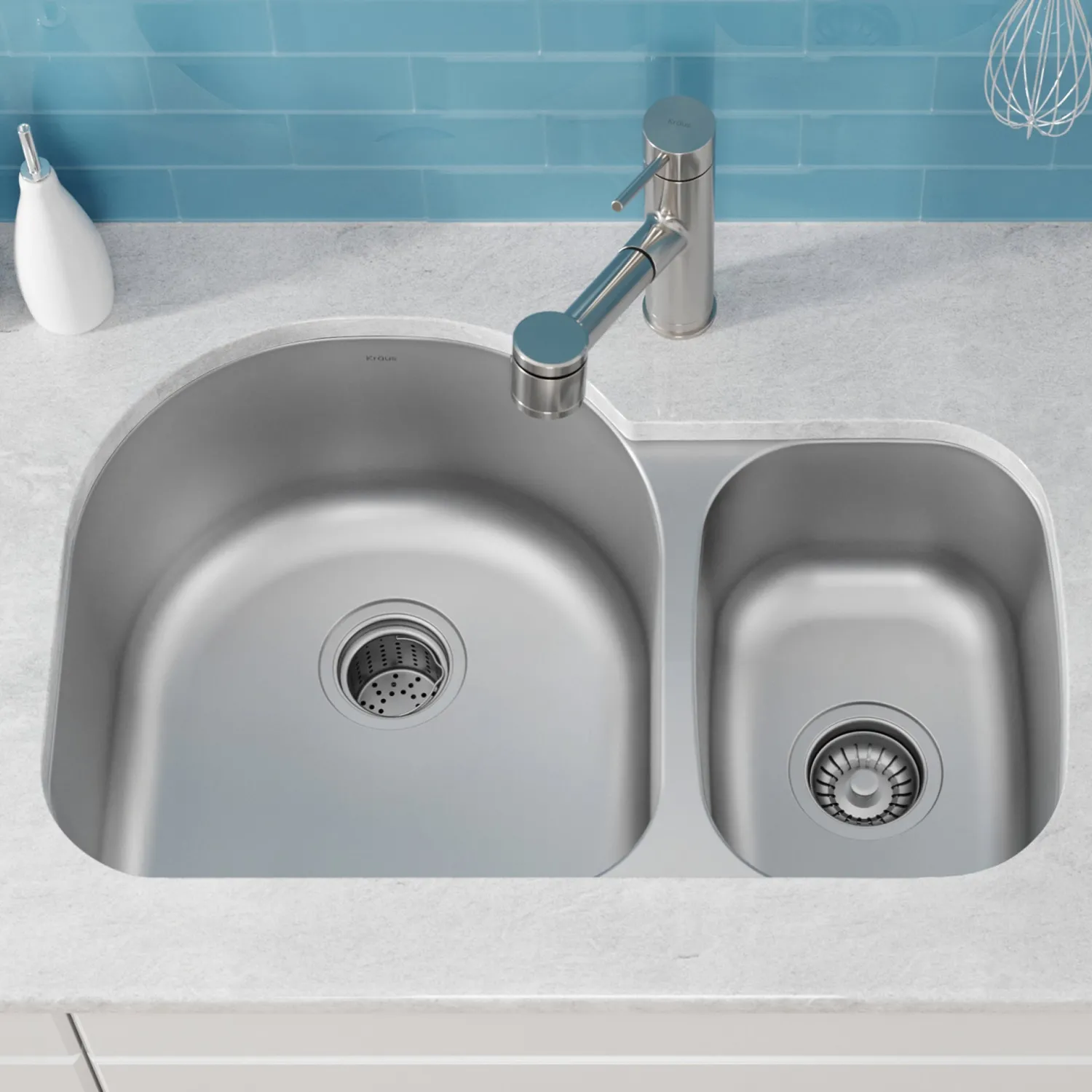 Outlet 30" Undermount 60/40 Double Bowl 16 Gauge Stainless Steel Kitchen Sink KBU21 Stainless Steel Sinks|Double Bowl Sinks