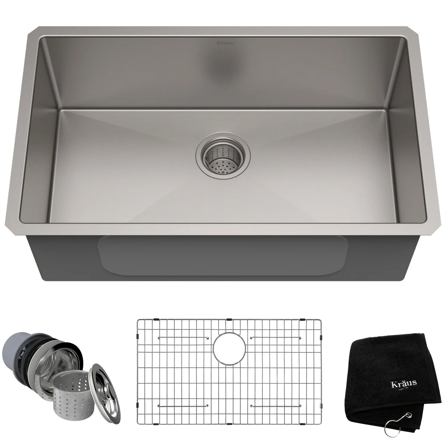Outlet 30" Undermount 16 Gauge Single Bowl Stainless Steel Small Radius Kitchen Sink Stainless Steel Sinks|Single Bowl Sinks