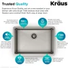 Outlet 26" Undermount 16 Gauge Single Bowl Stainless Steel Small Radius Kitchen Sink Stainless Steel Sinks|Single Bowl Sinks