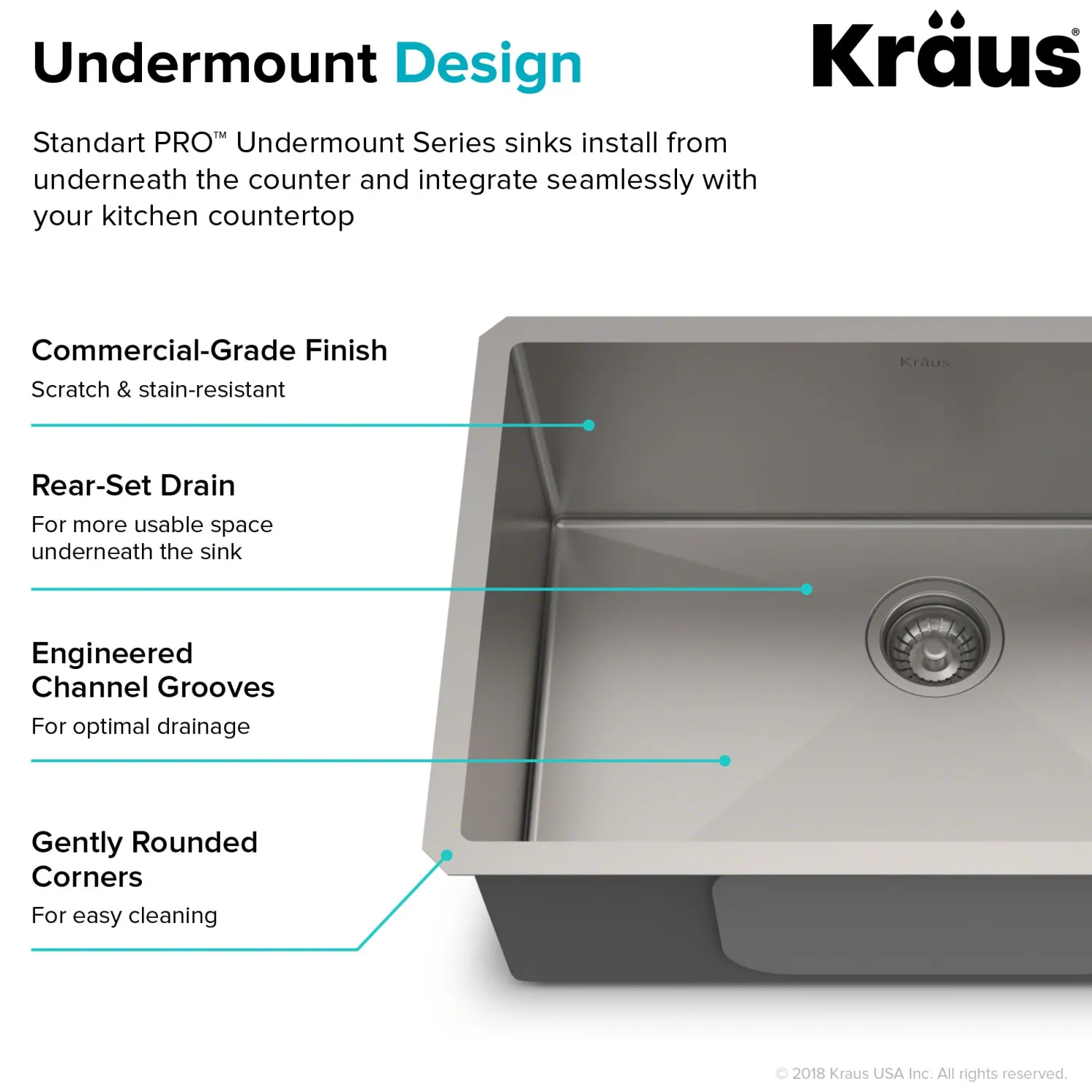 Online 28" Undermount 16 Gauge Single Bowl Stainless Steel Small Radius Kitchen Sink Stainless Steel Sinks|Single Bowl Sinks