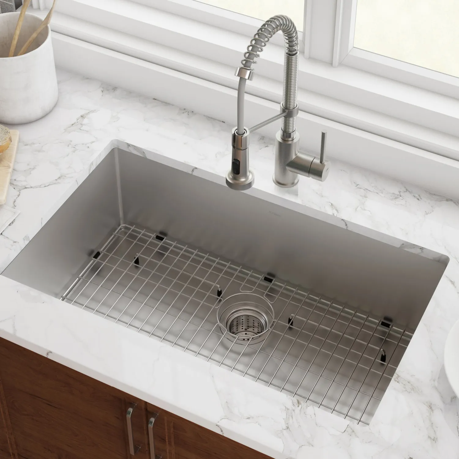 Online 28" Undermount 16 Gauge Single Bowl Stainless Steel Small Radius Kitchen Sink Stainless Steel Sinks|Single Bowl Sinks