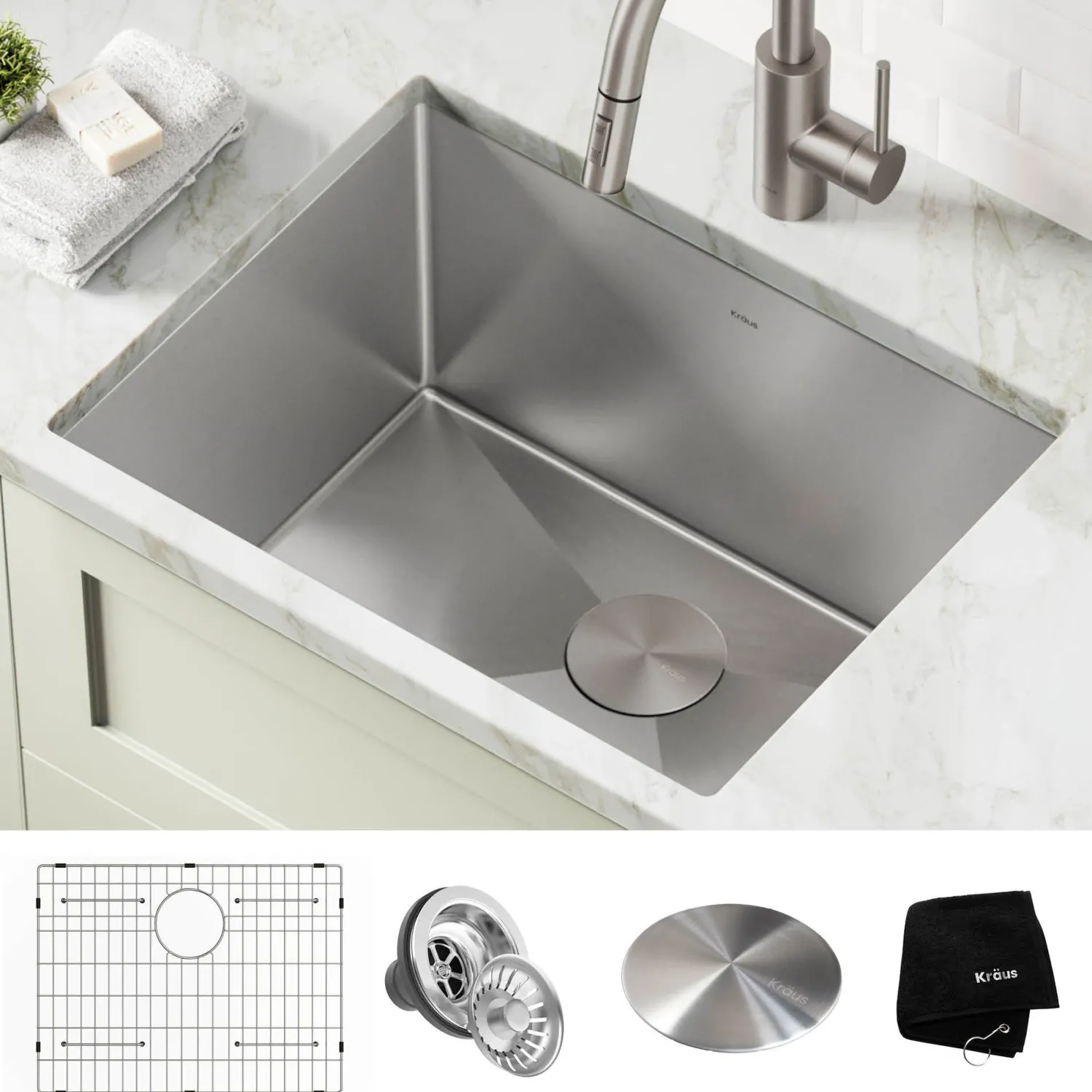 Clearance 24" Undermount 16 Gauge Stainless Steel Laundry Utility Sink Stainless Steel Sinks|Single Bowl Sinks