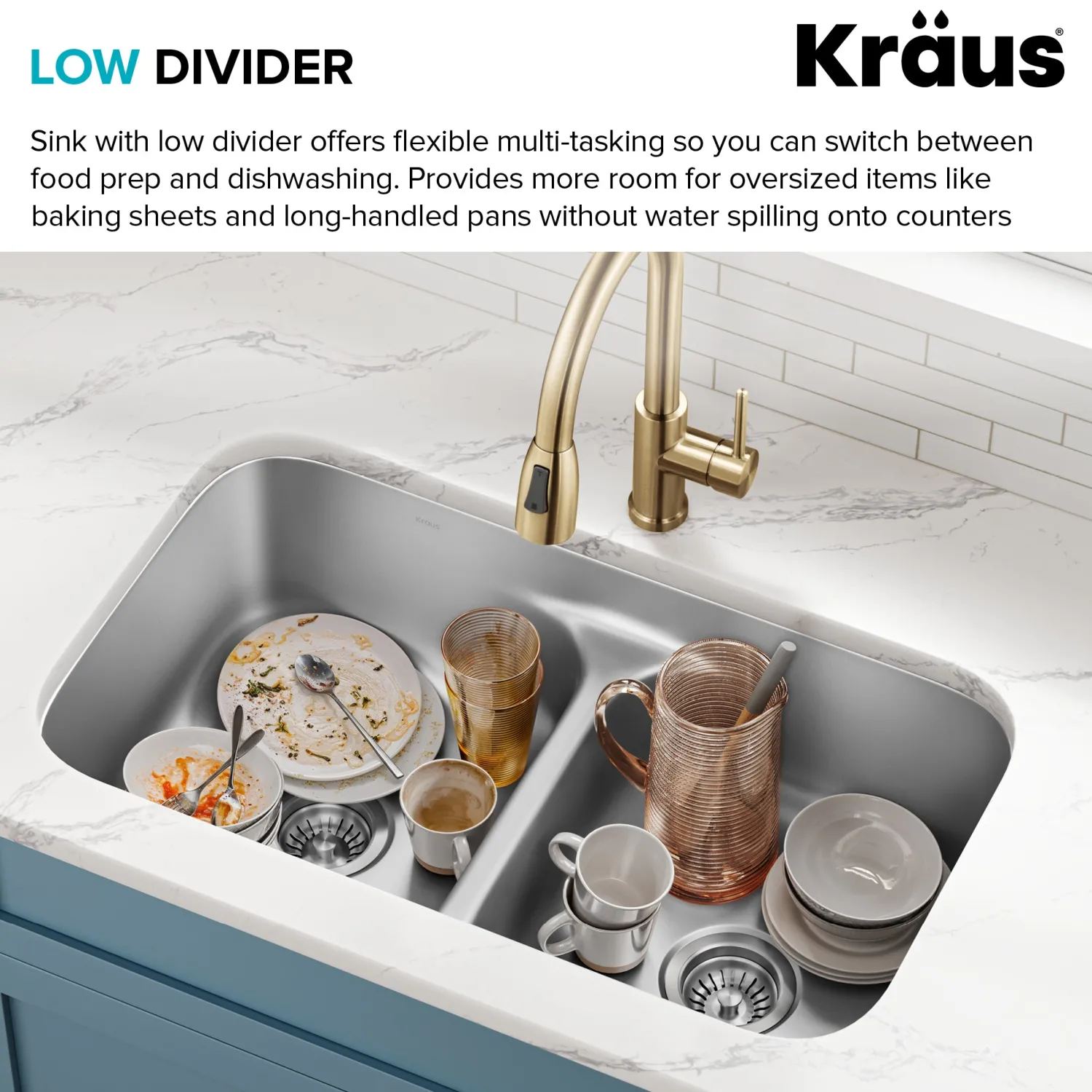 Online 32" Undermount 50/50 Kitchen Sink Stainless Steel Sinks|Double Bowl Sinks