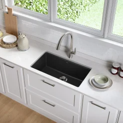 New 31" Undermount Single Bowl Black Onyx Granite Kitchen Sink Single Bowl Sinks|Undermount Sinks