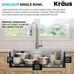 Hot 33” Undermount Single Bowl Stainless Steel Kitchen Sink Undermount Sinks