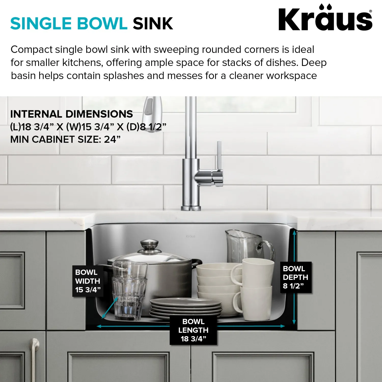 Sale 20" Undermount Single Bowl Stainless Steel Kitchen Sink Sinks For Tight Spaces|Bar / Prep Sinks