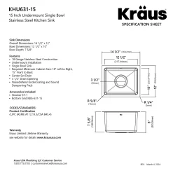 Outlet 15” Undermount Single Bowl Stainless Steel Kitchen Bar Sink Sinks For Tight Spaces|Bar / Prep Sinks
