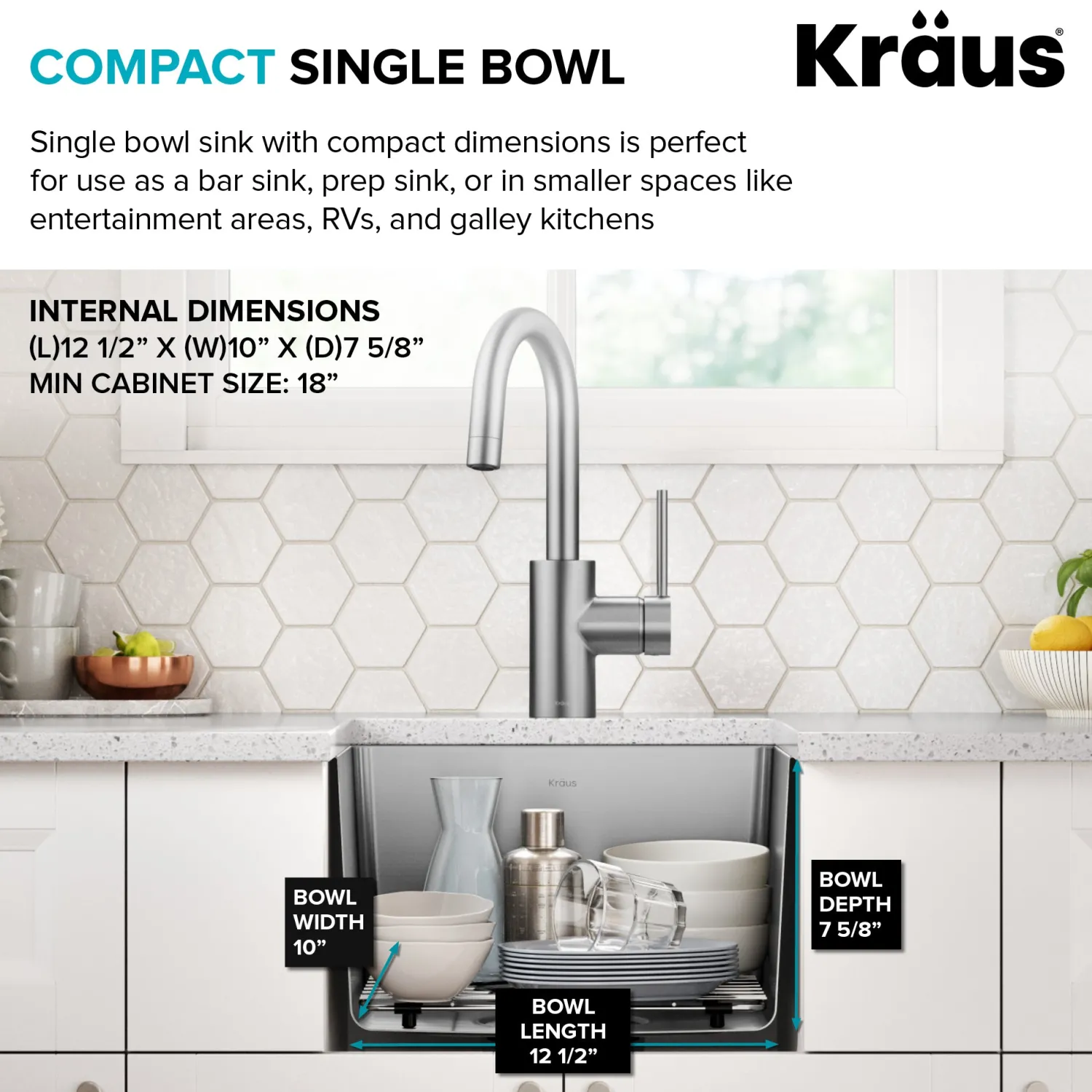 Outlet 15” Undermount Single Bowl Stainless Steel Kitchen Bar Sink Sinks For Tight Spaces|Bar / Prep Sinks