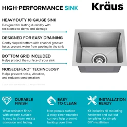Outlet 15” Undermount Single Bowl Stainless Steel Kitchen Bar Sink Sinks For Tight Spaces|Bar / Prep Sinks