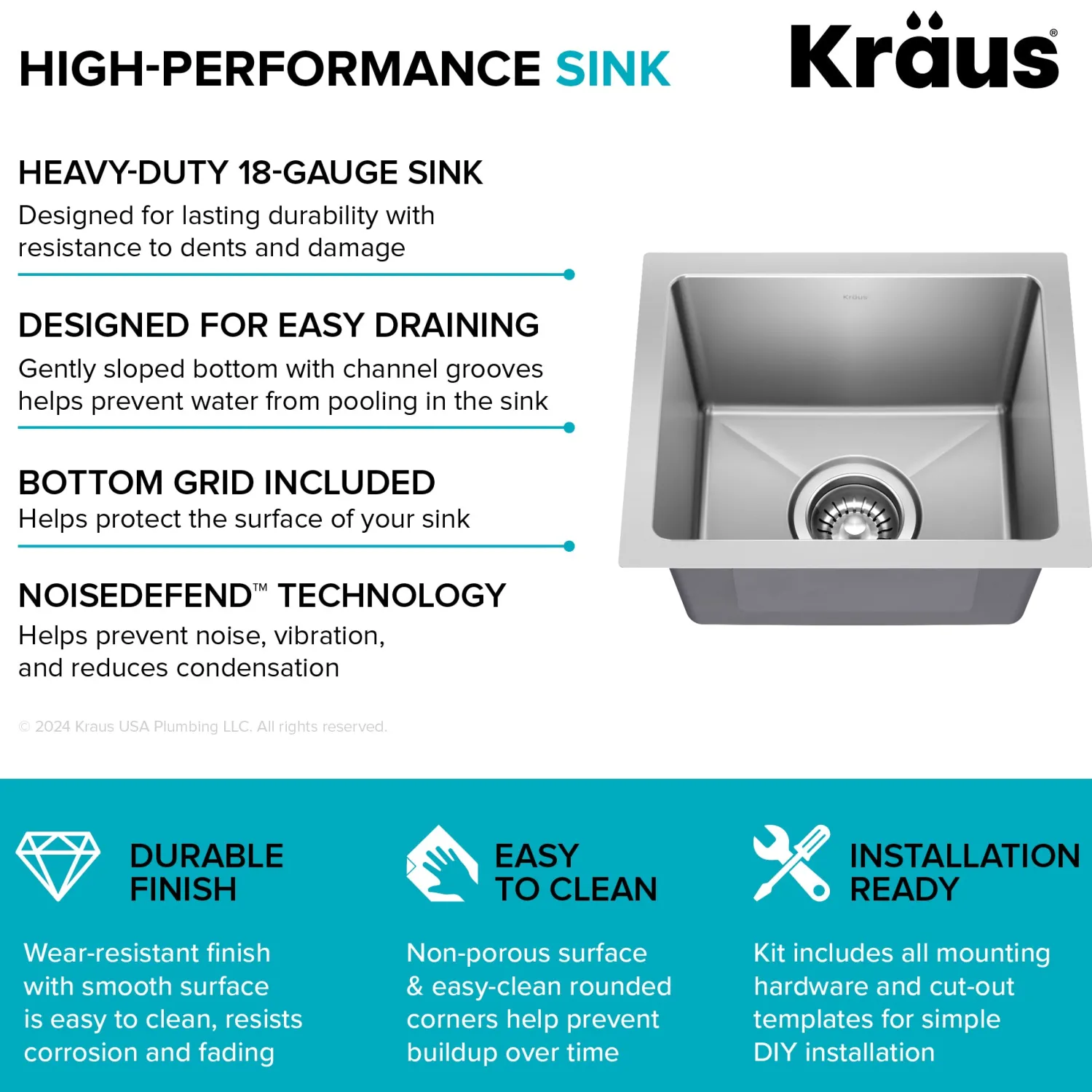 Outlet 15” Undermount Single Bowl Stainless Steel Kitchen Bar Sink Sinks For Tight Spaces|Bar / Prep Sinks