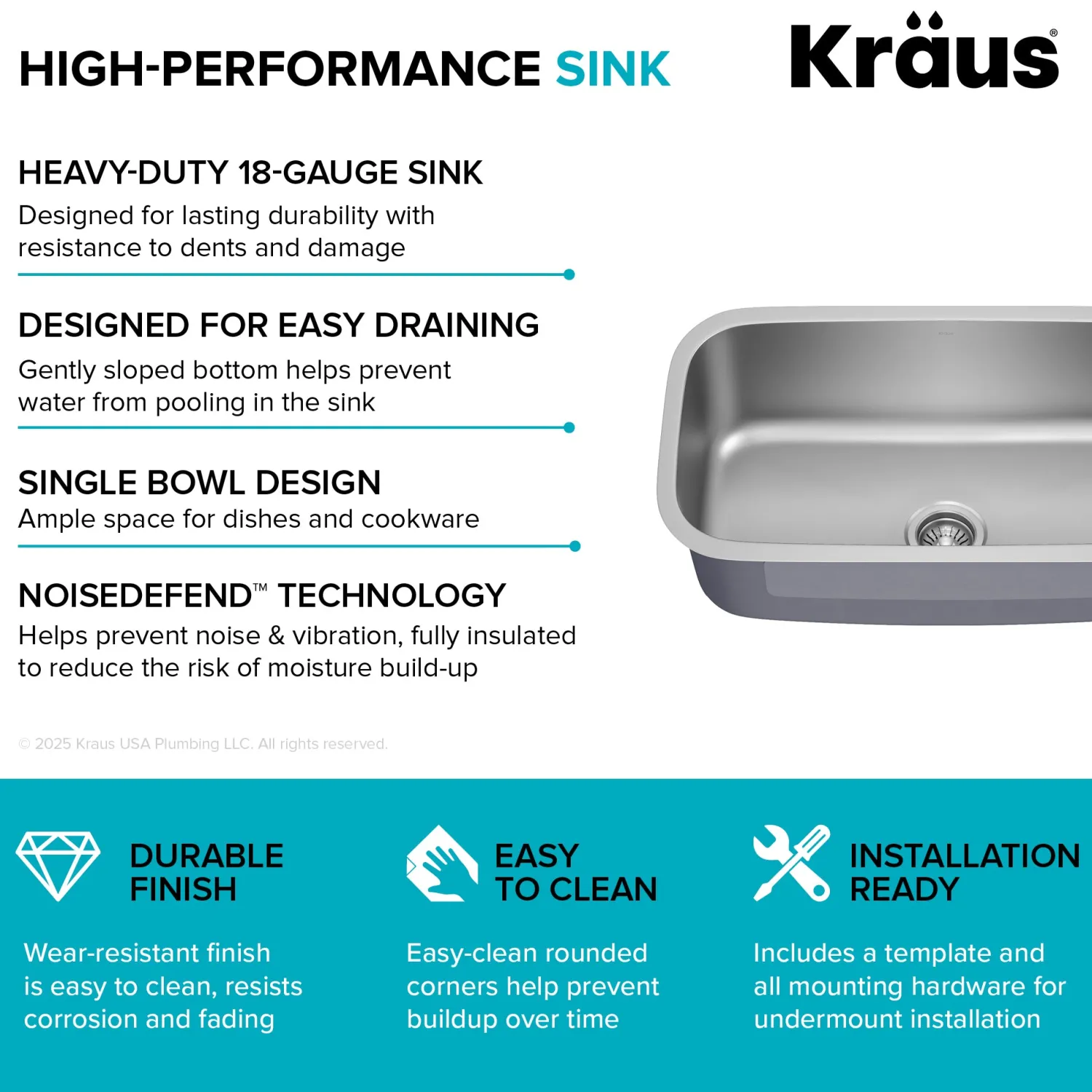 Discount 31" Undermount Single Bowl Stainless Steel Kitchen Sink Stainless Steel Sinks|Undermount Sinks